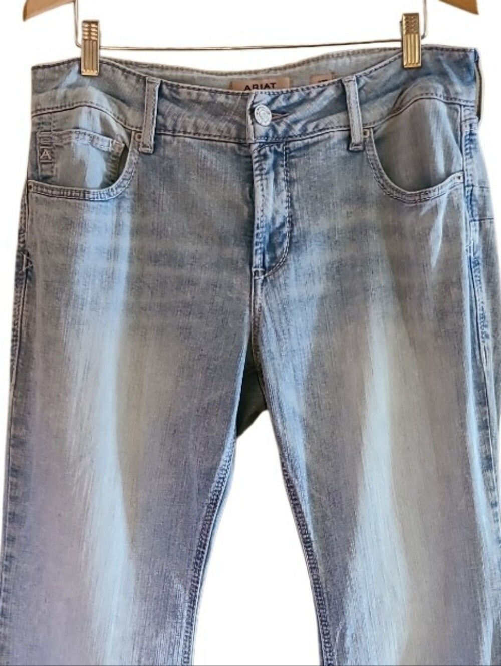 Ariat Perfect Rise Flare Jimena Jean In Snowland Light Wash Raw Hem - Picture 4 of 17
